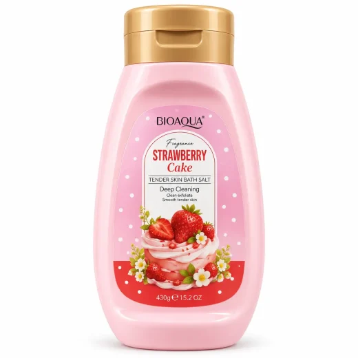 نمک بدن لایه‌بردار مدل Strawberry Cake رایحه کیک توت‌فرنگی وزن 430 گرم