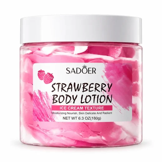 لوسیون بستنی بدن سادور SADOER مدل Strawberry با رایحه توت فرنگی حجم 180 گرم