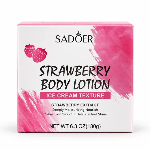 لوسیون بستنی بدن سادور SADOER مدل Strawberry با رایحه توت فرنگی حجم 180 گرم