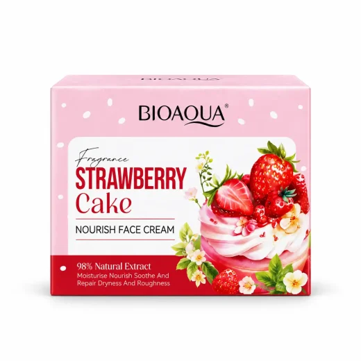 کرم آبرسان صورت کیک توت‌فرنگی مدل Strawberry Cake Nourish حجم 100 گرم