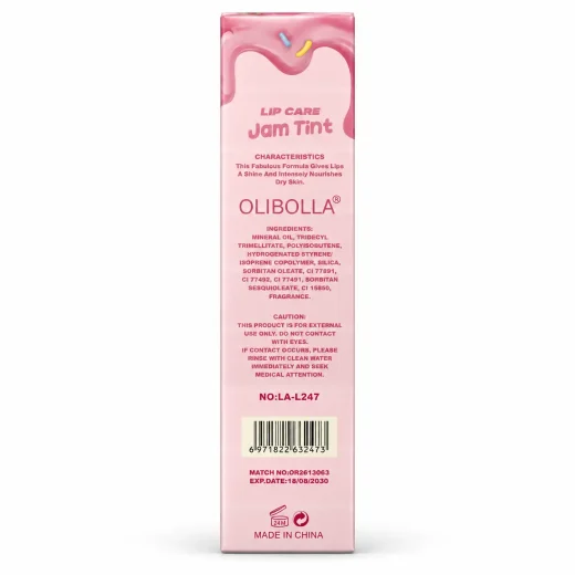 لیپ گلاس (برق لب مایع) بستنی ، نرم کننده و براق کننده اولی بولا OLIBOLLA JAM TINT کد 2 (Strawberry Milk)