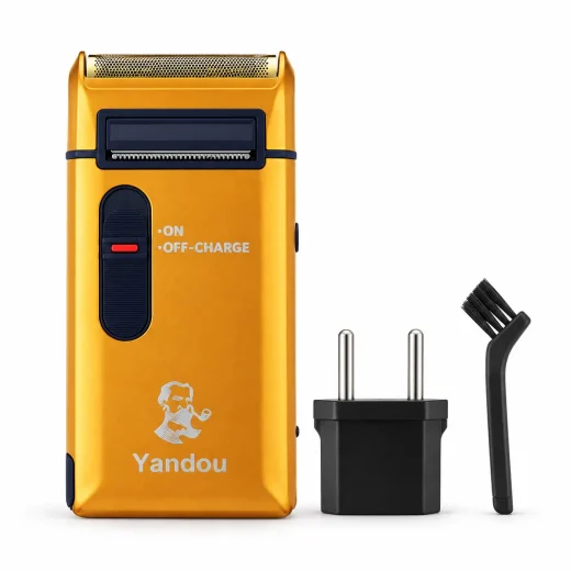 ماشین اصلاح موی صورت و شیور یاندو Yandou مدل SV-316U، شارژی، فویلی و خط‌زن، رنگ طلایی