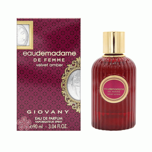 ادو پرفیوم زنانه فراگرنس ورد مدل جیووانی ایو د مادام د فمه ولوت آمبر Eau De Madame De Femme Velvet Amber حجم 90 میلی‌لیتر